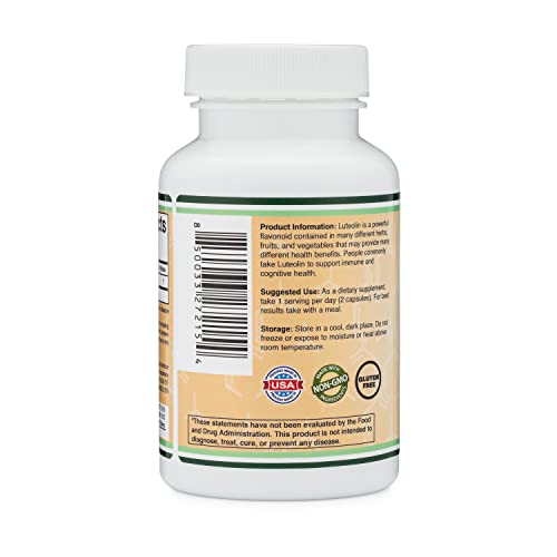 Luteolin Supplement 100mg Servings of Bioactive Flavanoids (120 Capsules, Manufactured in The USA) Potent Polyphenols Flavonoid for Brain and Overall Support by Double Wood