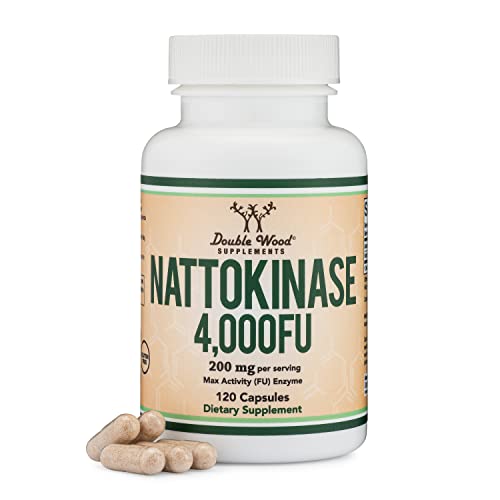 Nattokinase Supplement 4,000 FU Servings, 120 Capsules by Double Wood