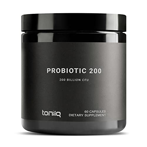 Toniiq 200 Billion CFU Probiotic Supplement 30 Verified Third-Party Tested Strains - Fully Shelf-Stable Probiotics Formula with Prebiotic Blend - Extended Release Capsules