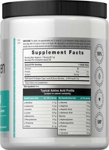 Hydrolyzed Collagen Powder 7oz | Type I and III | Multi Collagen Peptides | Keto & Paleo Friendly | Unflavored & Gluten Free | by Horbaach