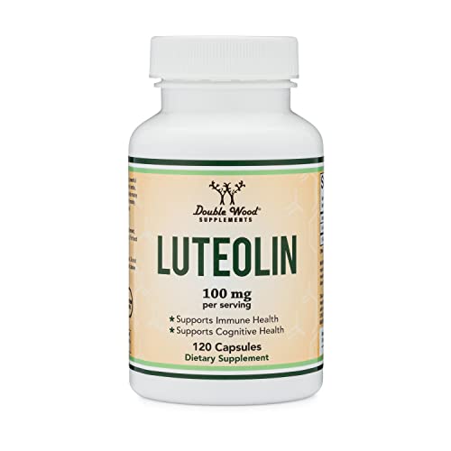Luteolin Supplement 100mg Servings of Bioactive Flavanoids (120 Capsules, Manufactured in The USA) Potent Polyphenols Flavonoid for Brain and Overall Support by Double Wood