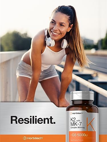 Vitamin D3 K2 | 5000iu of Vitamin D & 800mcg MK-7 Complex | 180 Capsules | Non-GMO & Gluten Free Supplement |
