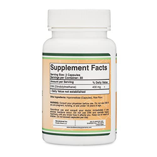 DIM Supplement for Women and Men 200mg Per Capsule, 60 Capsules by Double Wood